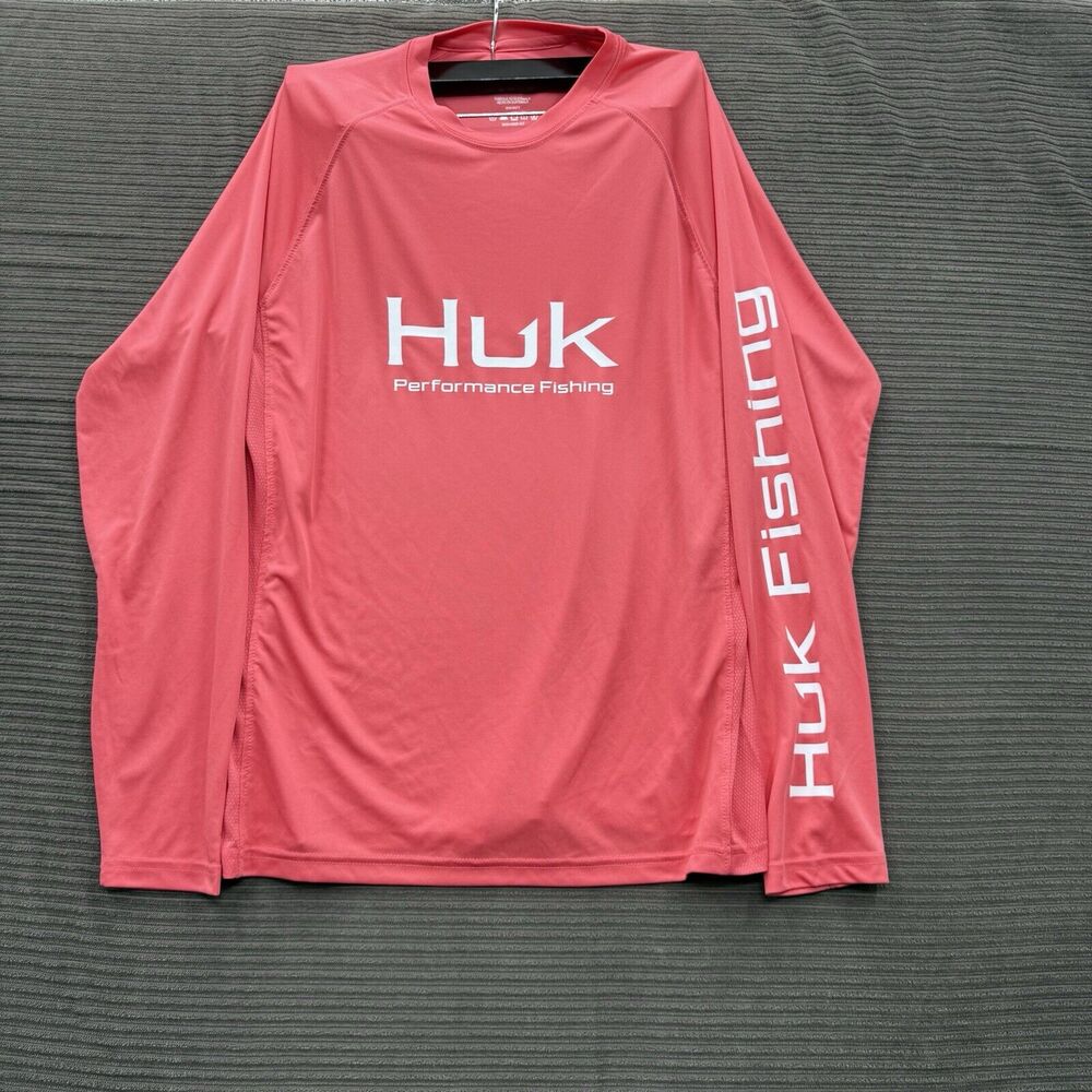 Huk‎ Icon Performance Crew Shirt Men Small Polyester Fish Fishing Outdoors.